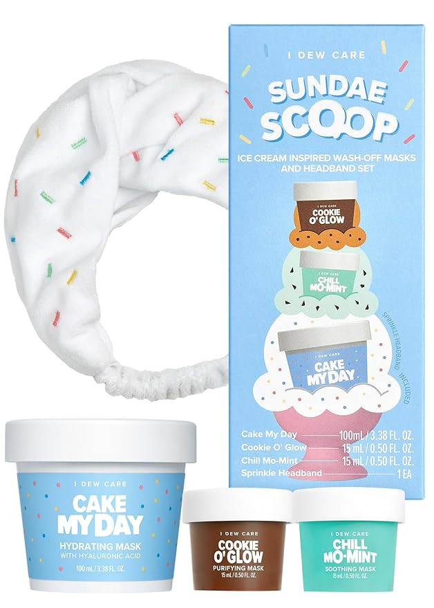 I DEW CARE Korean Wash Off Face Mask Gift Set - Sundae Scoop | Facial Mask with Headband | Hyalur... | Amazon (US)