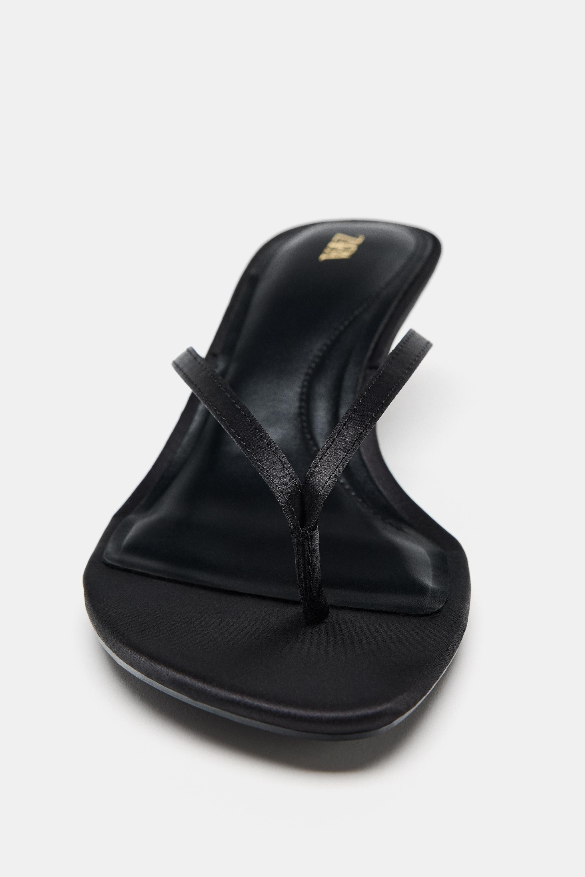 SATIN KITTEN HEEL SANDALS | Zara US