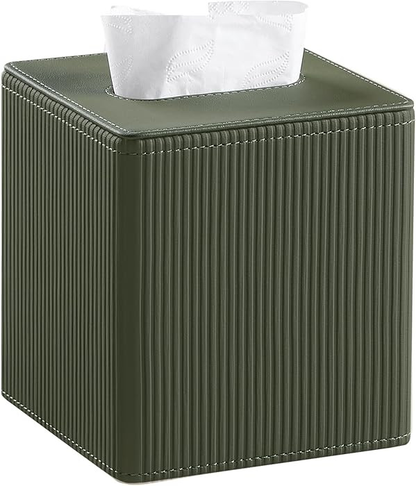Tissue Box Cover Square with Magnetic Closure, PU Leather Tissue Box Holder for Bathroom NightSta... | Amazon (US)
