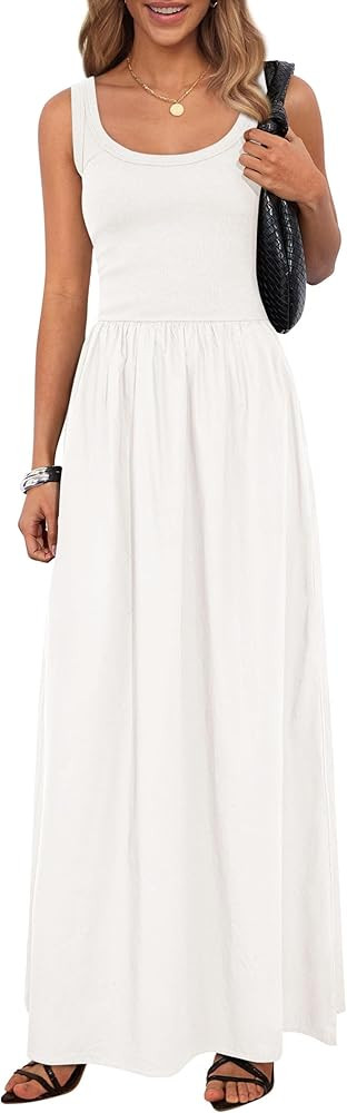 PRETTYGARDEN Womens Summer Casual Scoop Neck Sleeveless Long Dresses Tank Top Patchwork Aline Swi... | Amazon (US)