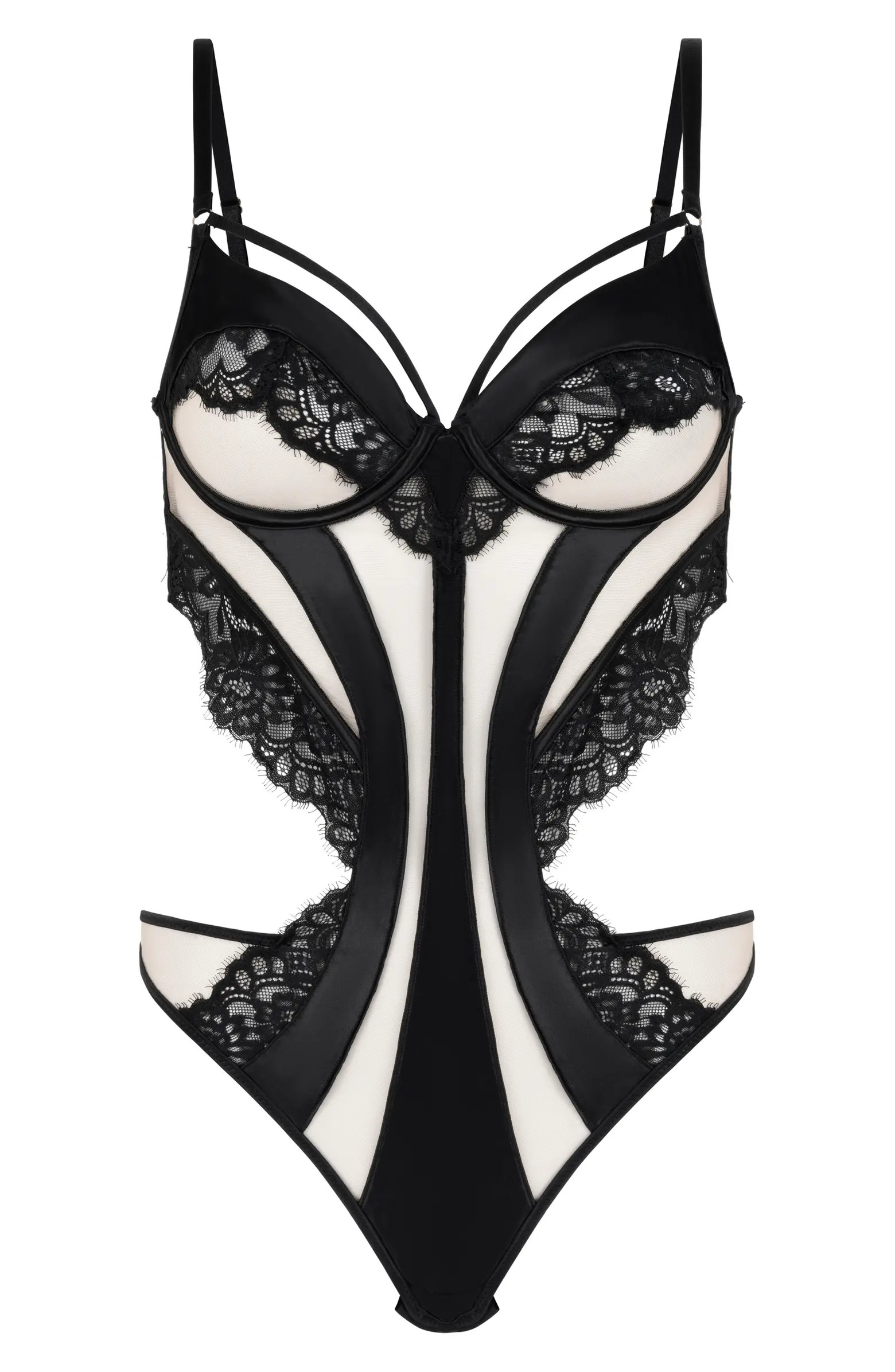 Nisha Cutout Satin & Lace Teddy | Nordstrom