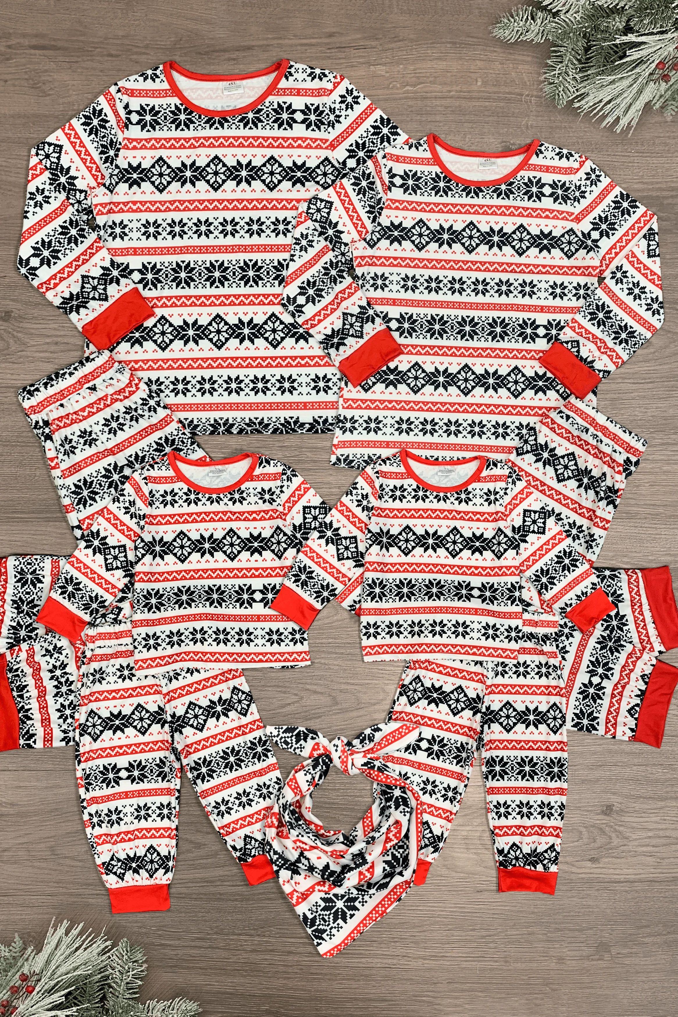 Red & Black Nordic Family Pajamas - AND PET BANDANA! | Sparkle In Pink