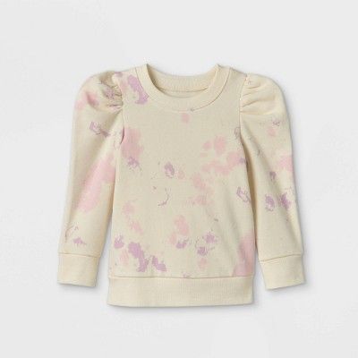 Grayson Mini Toddler Girls' Adaptive Tie-Dye Puff Sleeve Fleece Pullover - Pink | Target