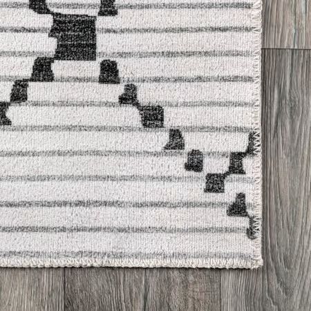 Ivory Roxanne Washable Geometric Area Rug | Rugs USA