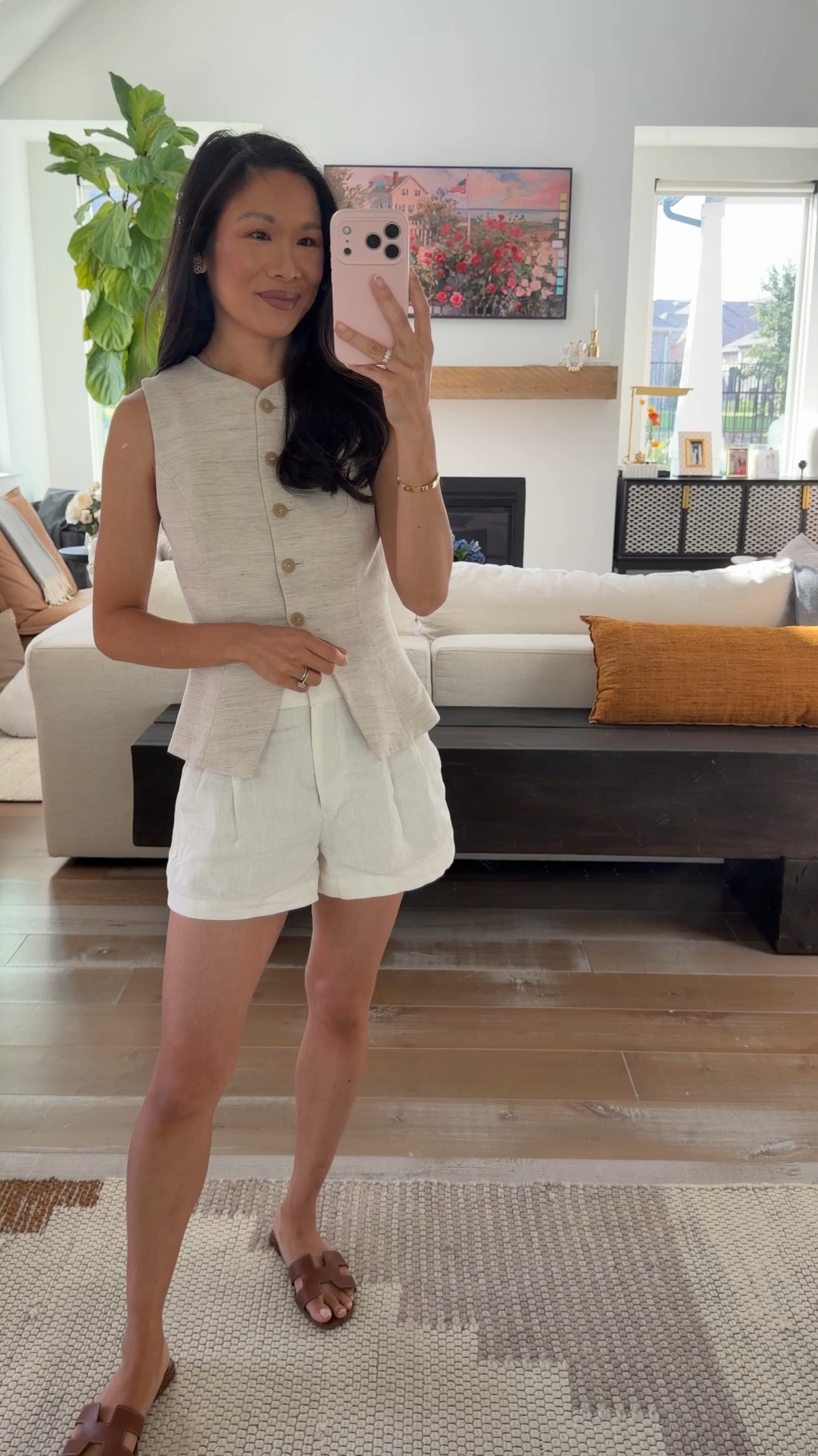 Chic summer outfit that’s up to 50% off from Aritzia! Love this regal vest, but it does run small. Wearing size XXS and it is a bit tight across the chest. These tailored shorts are a linen blend and a favorite for summer. Love the pockets and they fit true to size.

#LTKgrwm #LTKSaleAlert #LTKPetite