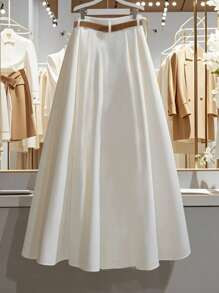 Franclia Simple Romantic And Elegant Style French Casual Versatile Women's Skirt White Graduation... | SHEIN