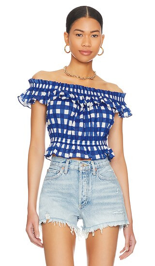 Annalise Top in Painterly Gingham | Revolve Clothing (Global)