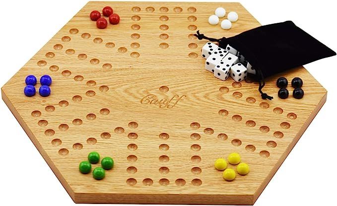 Solid Oak Double Sided Marbles Board Game Wooden 16 inch by Cauff | Amazon (US)