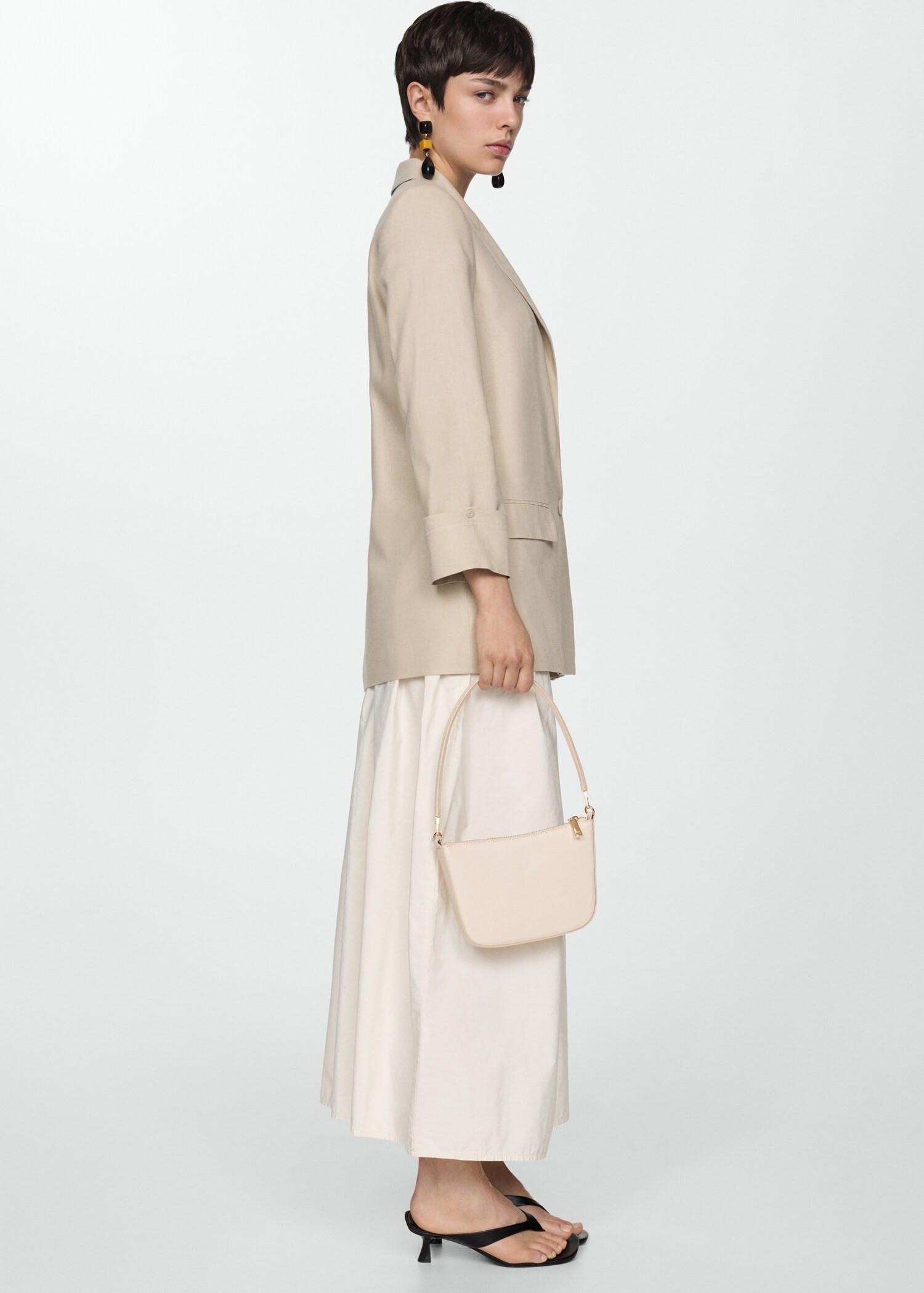 Linen blazer with buttoned cuffs | MANGO (US)