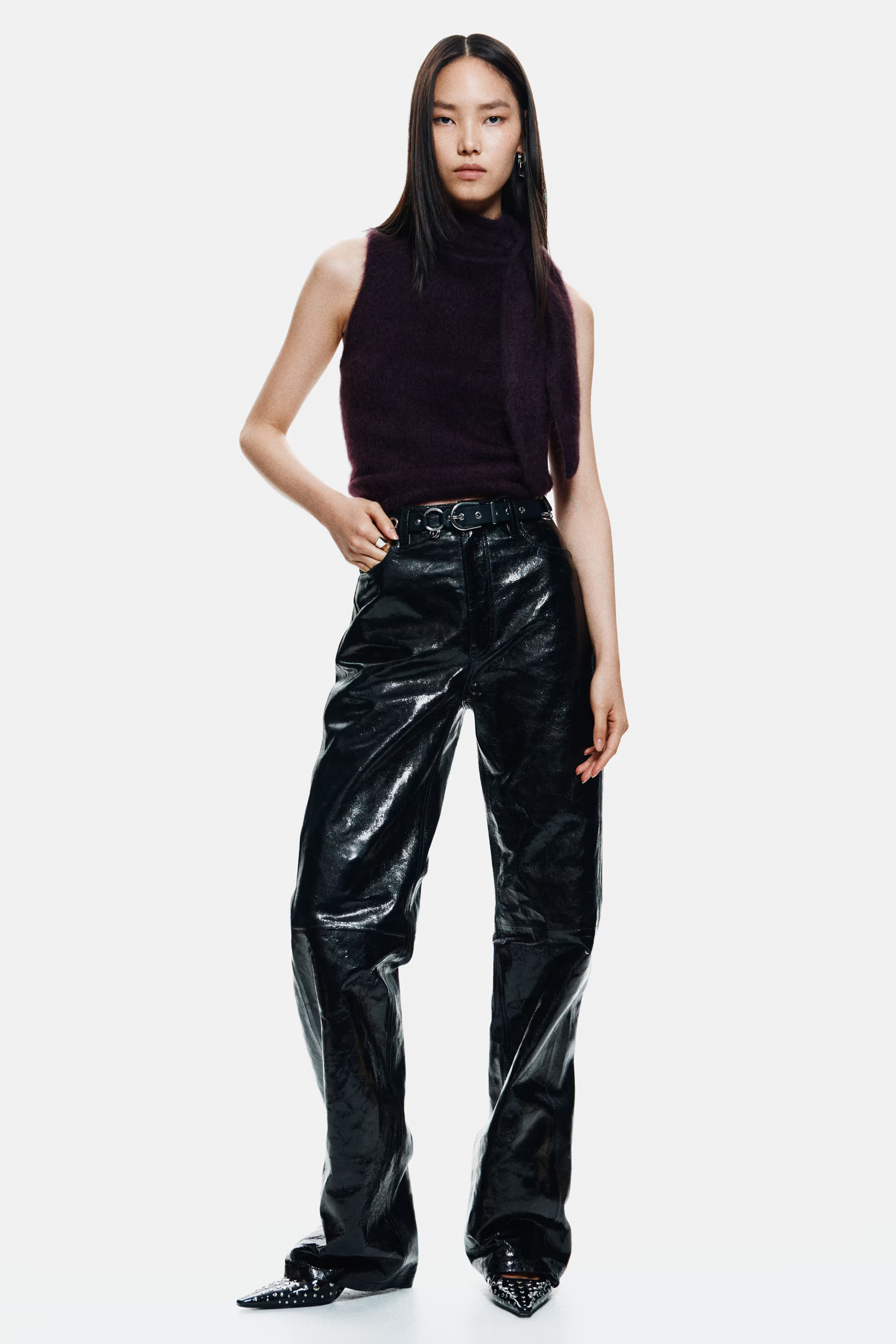 Mohair-Blend Scarf-Collar Top | H&M (US + CA)