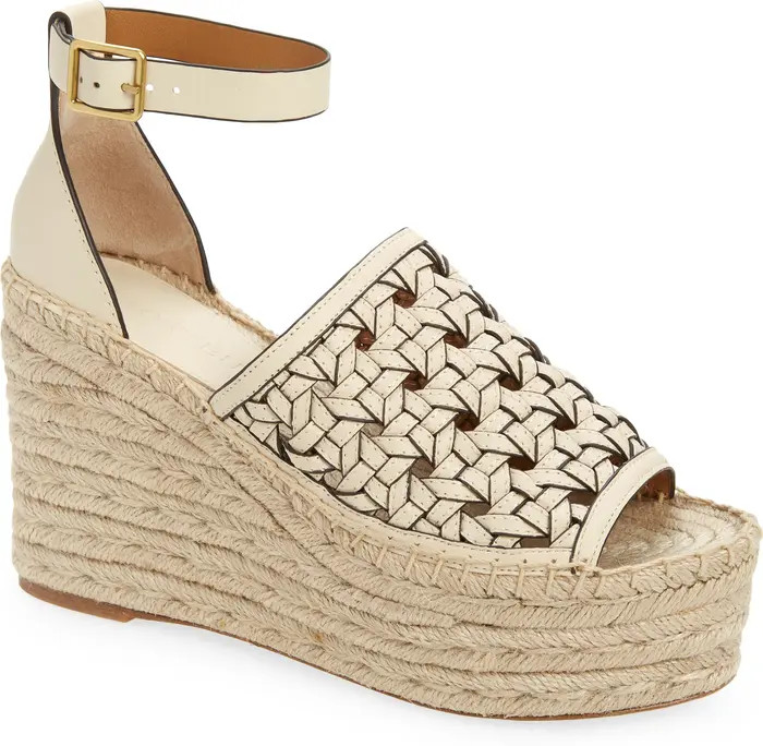 Tory Burch Basketweave Ankle Strap Espadrille Wedge | Nordstrom | Nordstrom