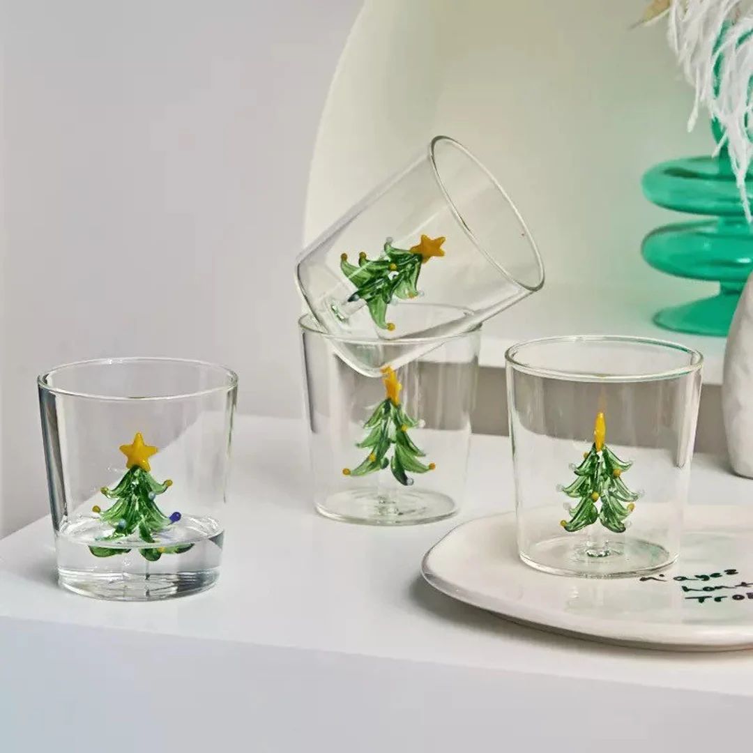 Christmas Tree Water Glasses Cute Glass Tumbler Christmas - Etsy | Etsy (US)