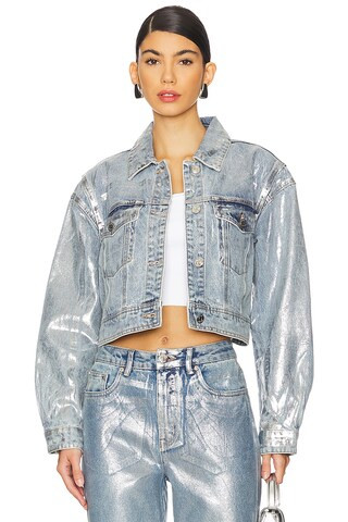 Gestuz Coaty Jacket in Coated Silver Blue from Revolve.com | Revolve Clothing (Global)