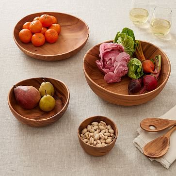 Organic Shaped Wood Serving Bowls | West Elm (US)