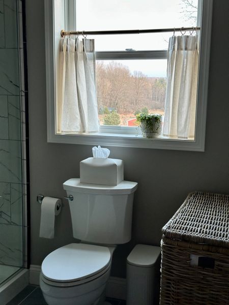 These café curtains are the perfect addition to the bathroom. They provide enough privacy for showering without blocking too much light or the view. Best decision ever! 

#LTKhome #LTKfindsunder50 #LTKfindsunder100