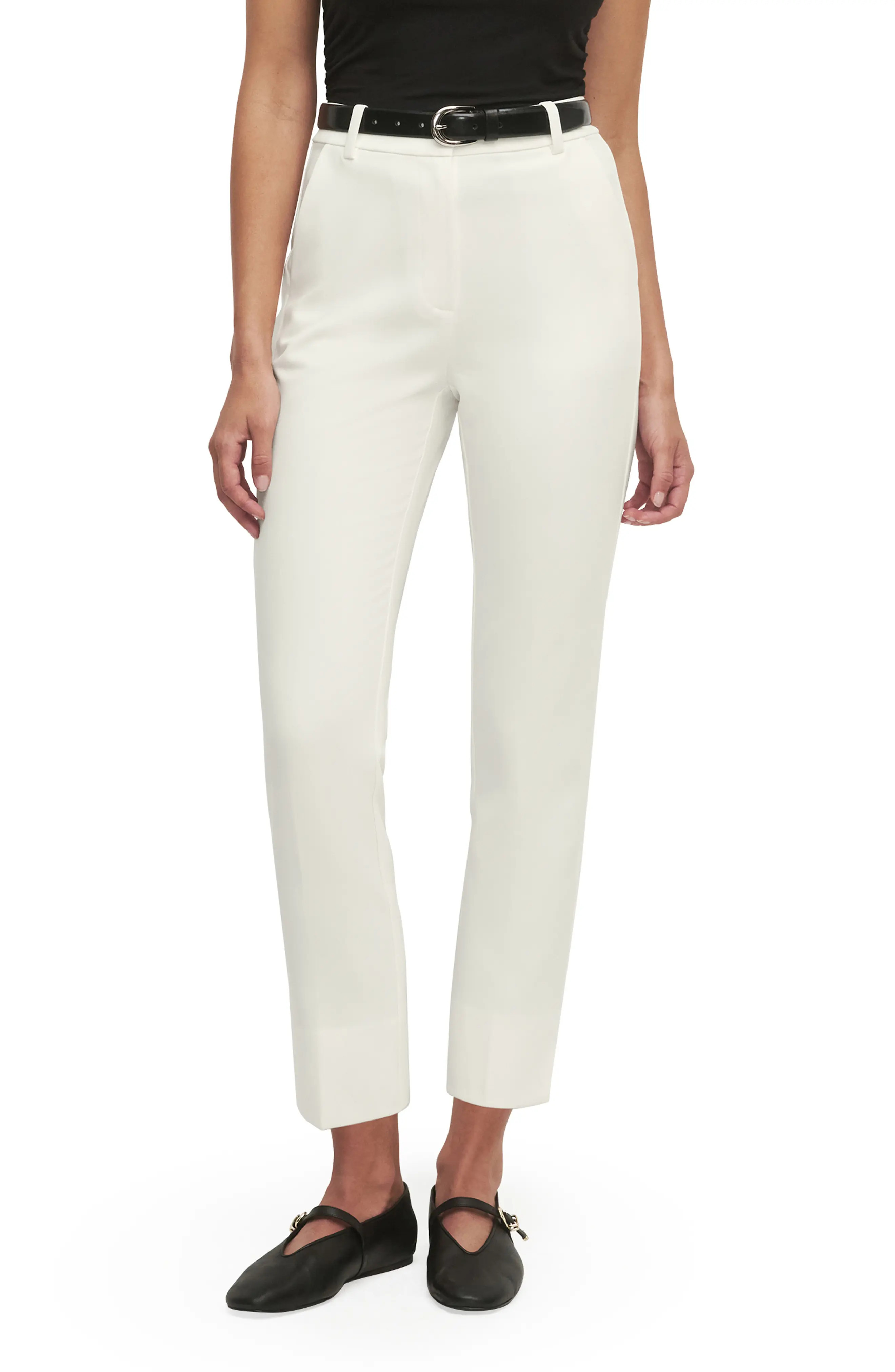 Favorite Daughter The Favorite High Waist Ankle Cigarette Pants in Ivory at Nordstrom, Size 10 | Nordstrom