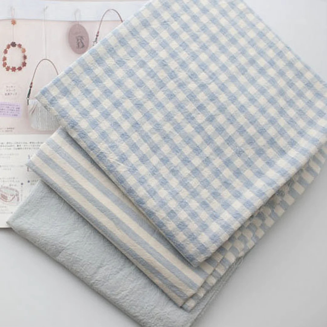 Premium Quality Cotton fabric by the yard Stripe Check Fabric 63" Wide SG Yarn dyed Washed Sky La... | Etsy (US)