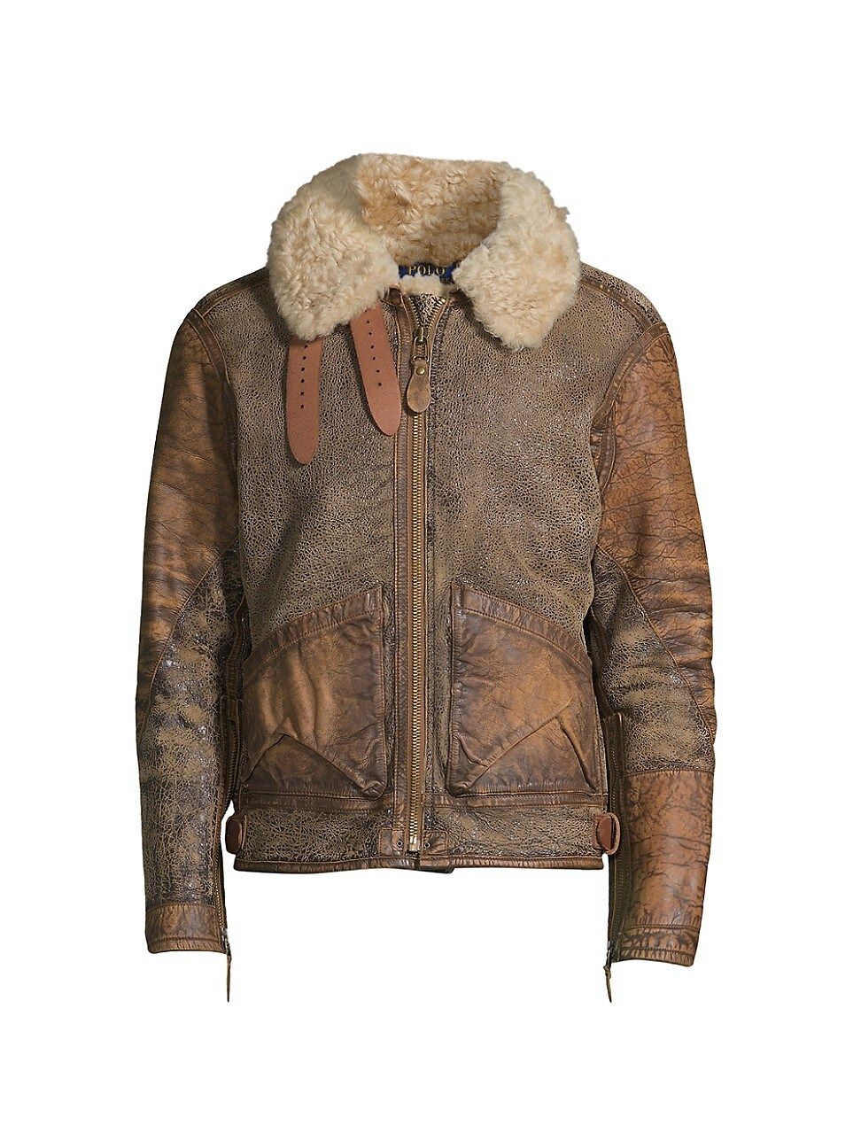 Polo Ralph Lauren Men's Icelandic Shearling Collar Leather Bomber Jacket - Brown Earth - Size Small | Saks Fifth Avenue