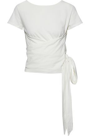 Darian wrap-effect cotton-jersey T-shirt | The Outnet (US and CA)