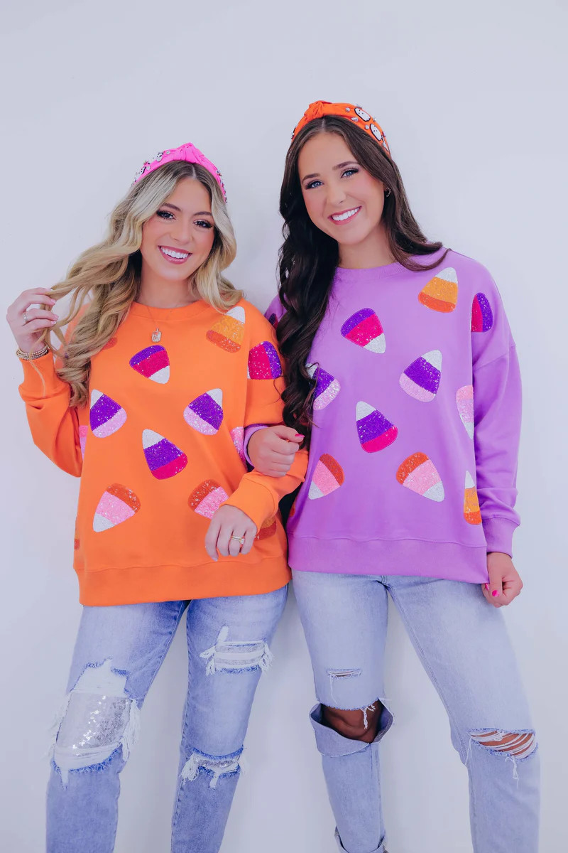 Candy Corn Sequin Embellished Sweatshirt 3 Colors | Whiskey Darling Boutique