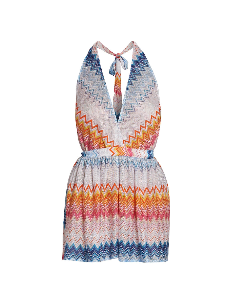 Women's Chevron Halterneck Romper - Multicolor Shaded Fuchsia - Size 8 | Saks Fifth Avenue