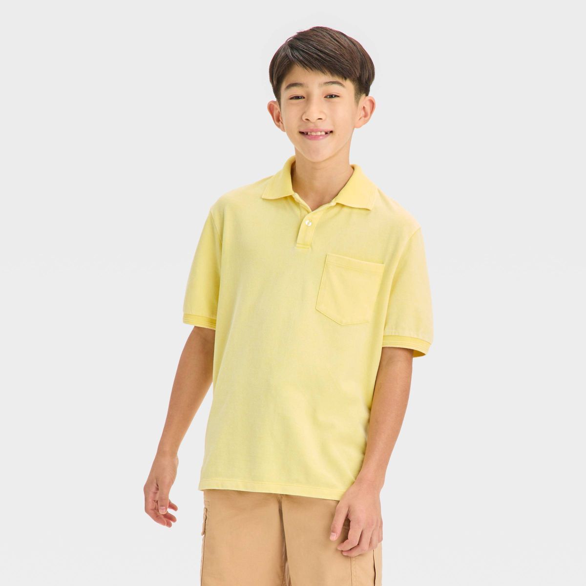 Boys' Short Sleeve Washed Polo Shirt - art class™ Lemon Yellow M | Target