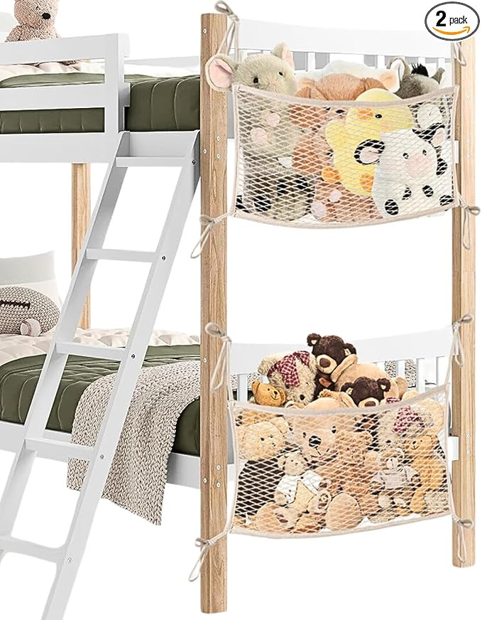 2 Pack Stuffed Animal Storage Net for Kids, Bedside Toy Organizer Net - Neatly Store Your Stuffed... | Amazon (US)