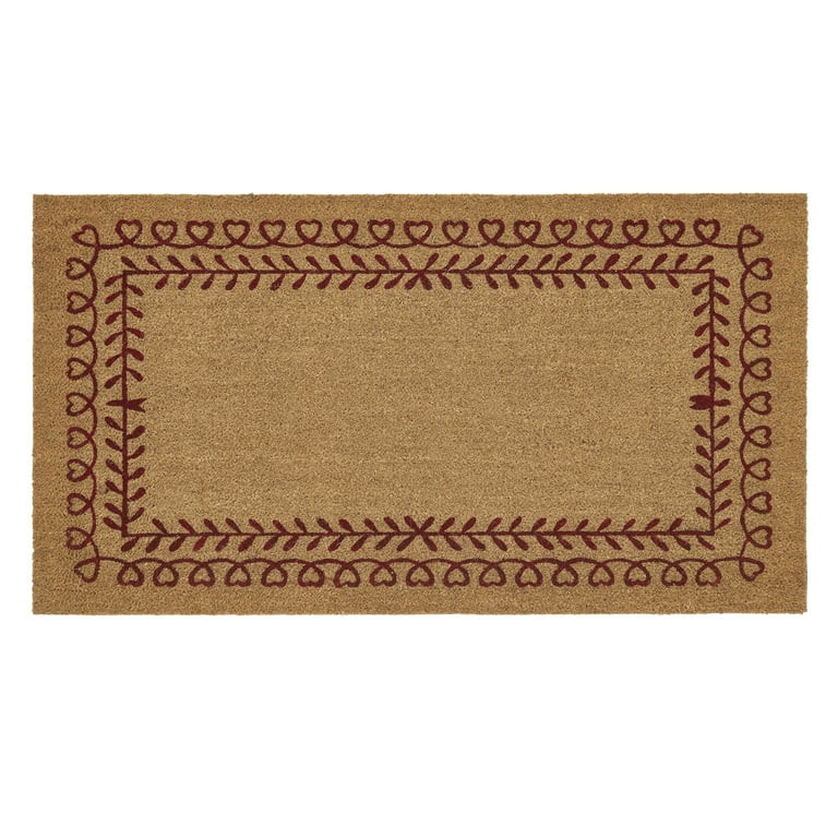 My Texas House Natural/Red Heart Scribbles Outdoor Coir Doormat, 30" x 48" | Walmart (US)