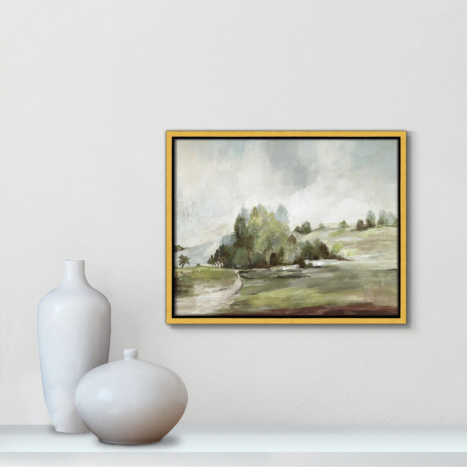 Concorde Green Country Road by Allison Pearce - Floater Frame Print on Canvas | Wayfair North America