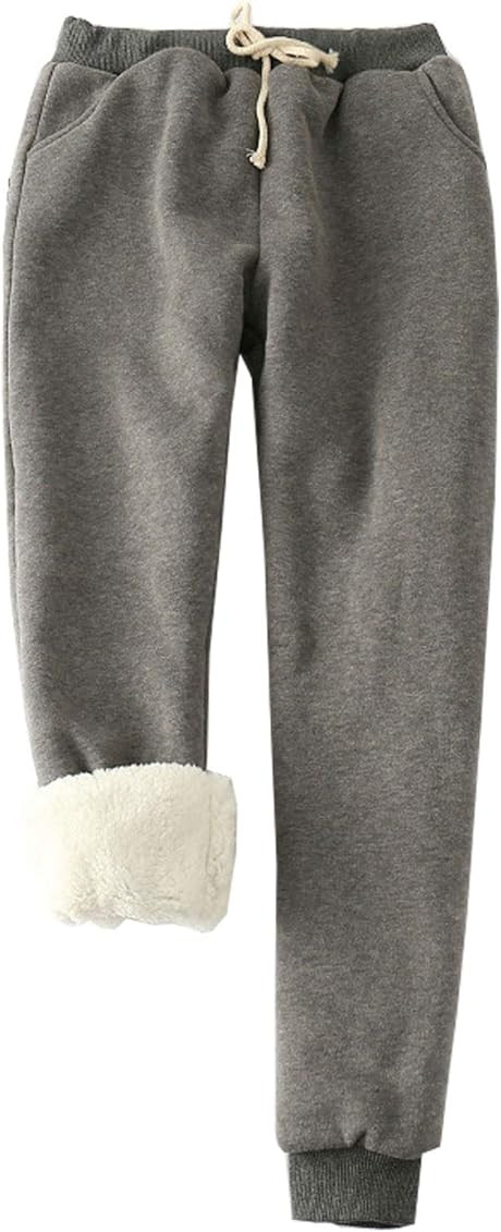 Flygo Women's Winter Warm Fleece Joggers Pants Sherpa Lined Athletic Active Sweatpants | Amazon (US)