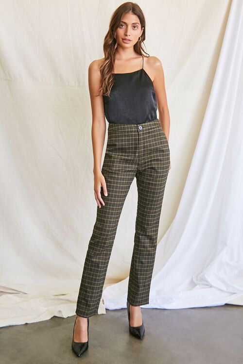Plaid High-Rise Pants | Forever 21 (US)