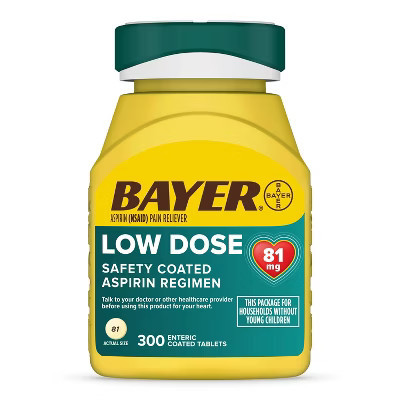 Bayer Low Dose Aspirin Regimen 81mg Pain Reliever Coated Tablets (NSAID) - 300ct | Target