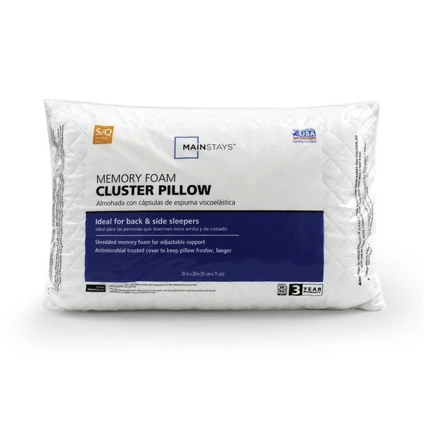 Mainstays Memory Foam Cluster Bed Pillow, Standard/Queen | Walmart (US)