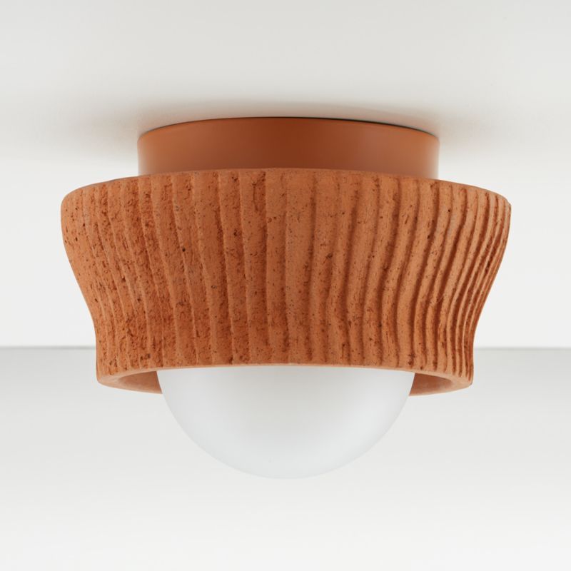 Roja Terracotta Small Flush Mount Light + Reviews | Crate and Barrel | Crate & Barrel