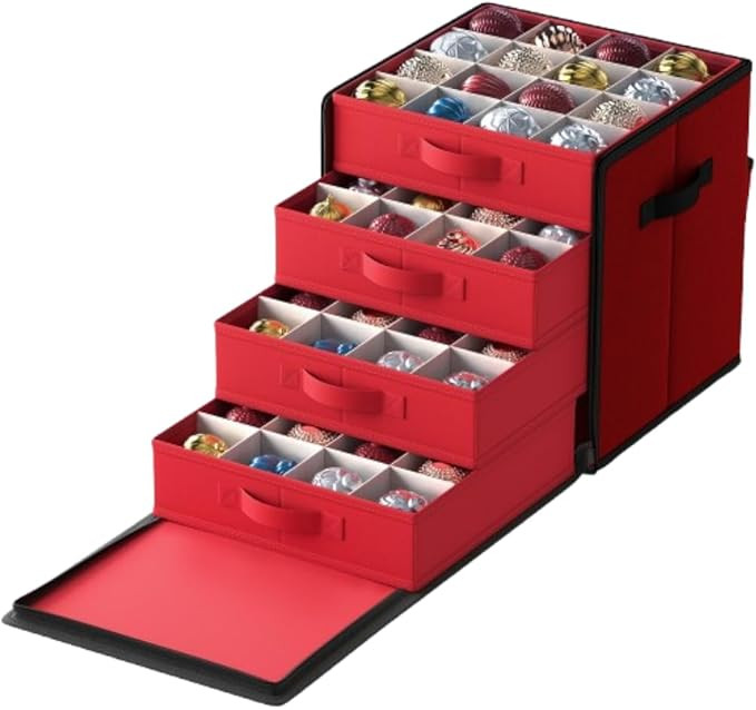 SONGMICS Christmas Ornament Storage Box, with Side Open, Stackable Christmas Storage Container wi... | Amazon (US)