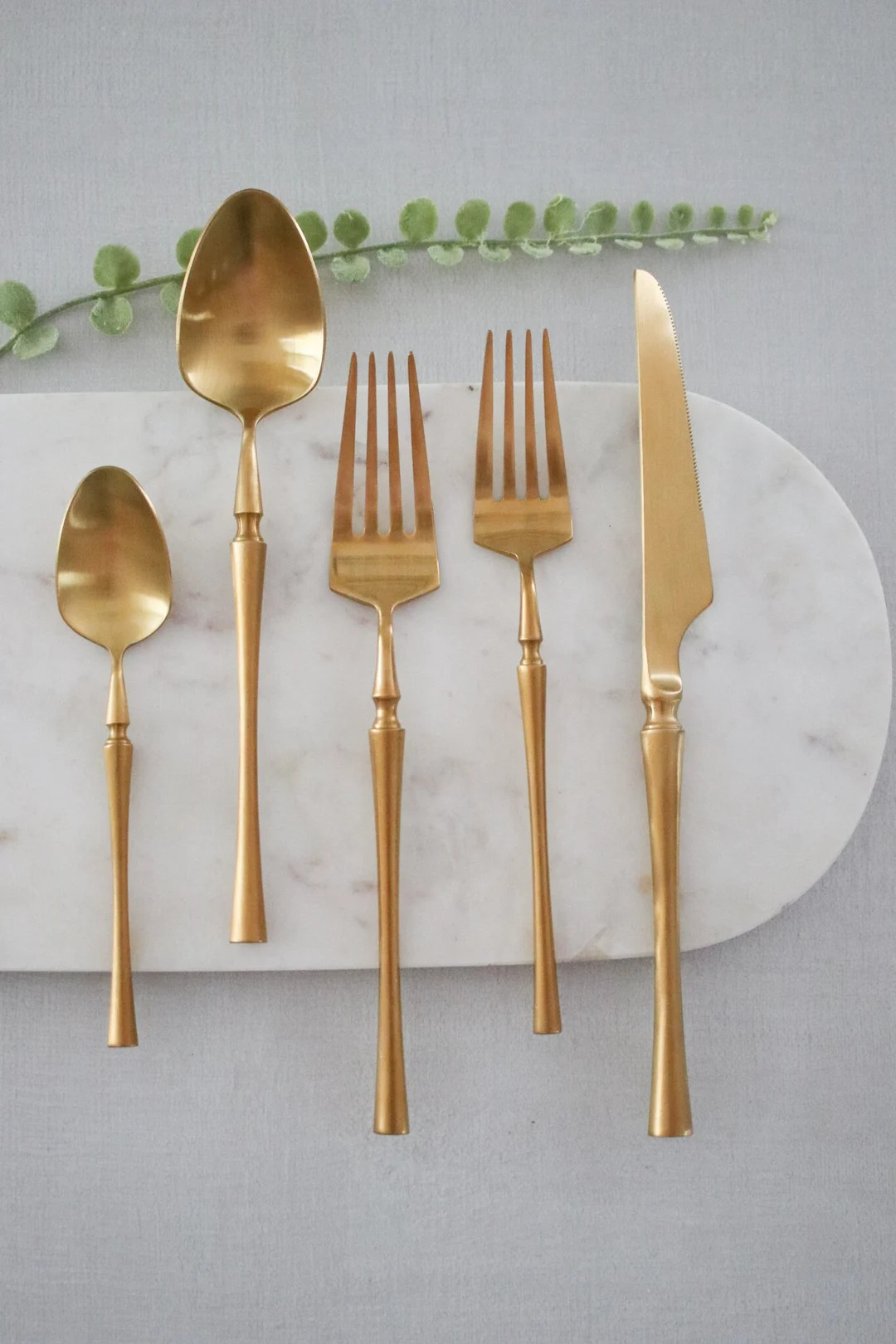 5 Pieces Set MILAN Matte Gold Flatware - Etsy | Etsy (US)