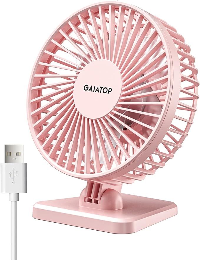 Gaiatop USB Desk Fan, Small But Powerful, Portable Quiet 3 Speeds Wind Desktop Personal Fan, Adju... | Amazon (US)