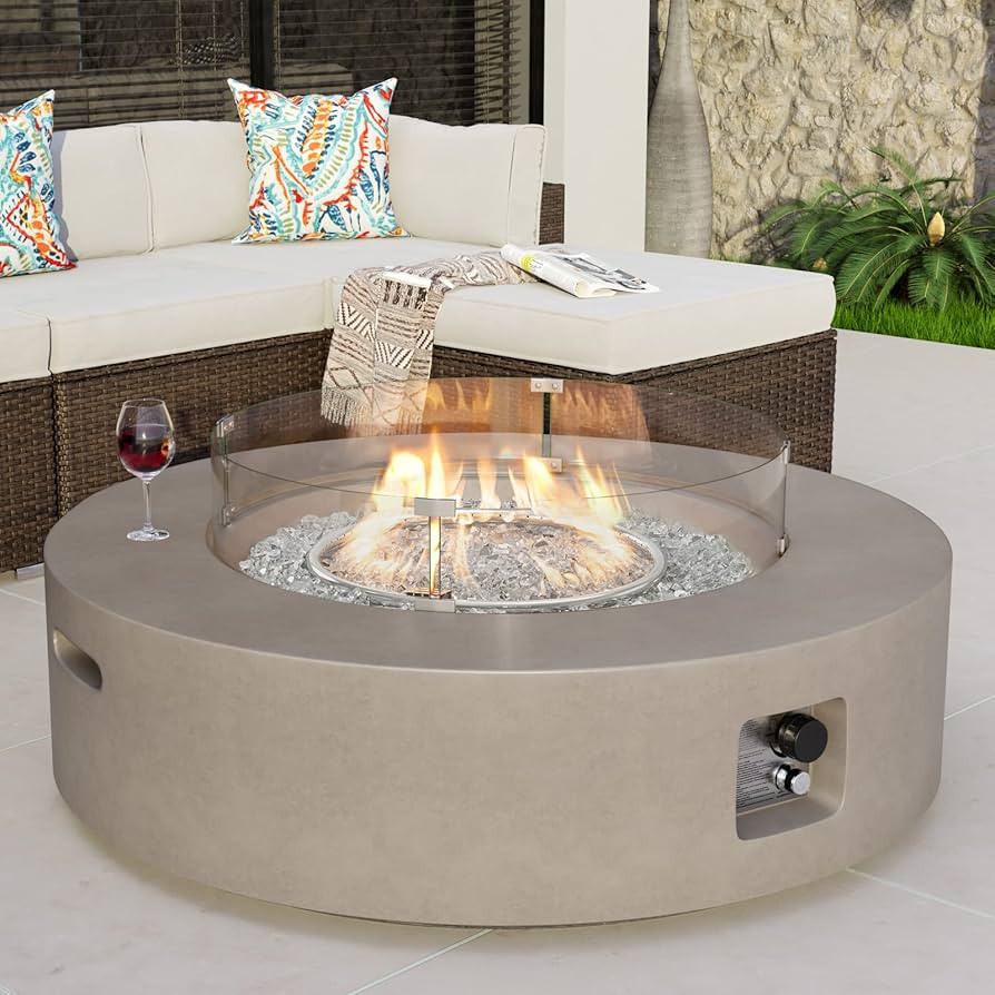 COSIEST Outdoor Propane Fire Pit Coffee Table w Gray 40.5-inch Round Base Patio Heater, 50,000 BT... | Amazon (US)