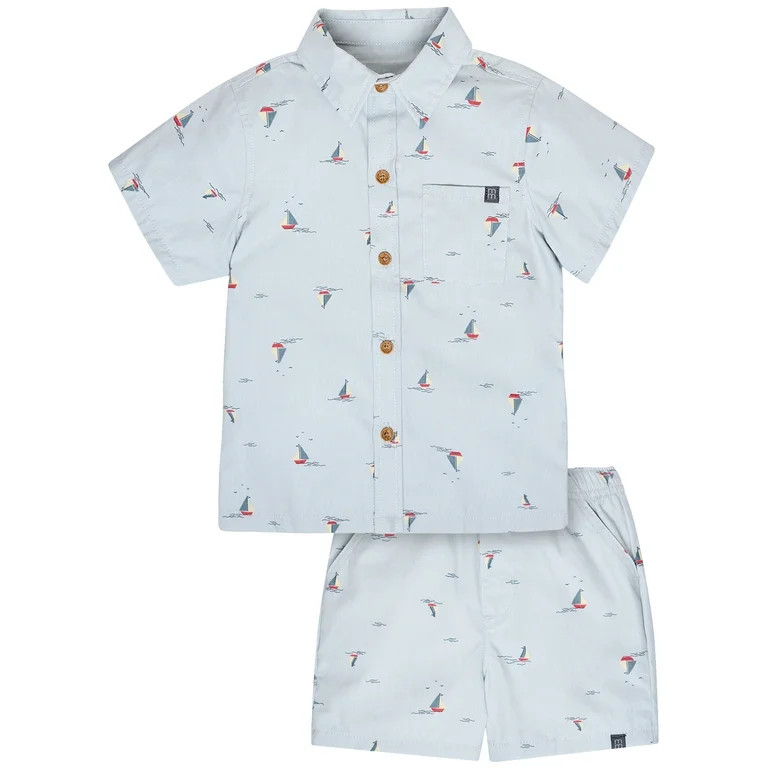 Modern Moments by Gerber Toddler Boy Resort Shirt and Short Outfit Set, 2-Piece, 12 Months - 5T | Walmart (US)
