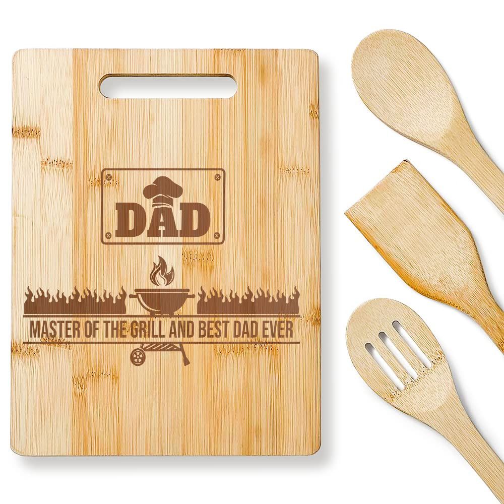KITCHENVOY Dad Cutting Board Master of the Grill and Best Dad Ever - Dad Gifts on Birthday - Engr... | Amazon (US)