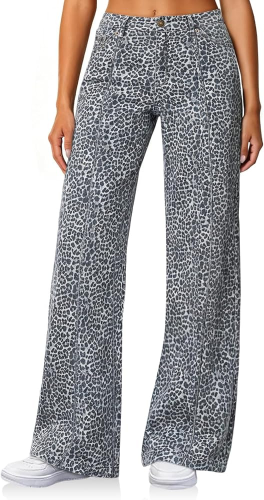 Cicy Bell Womens Wide Leg Jeans High Waisted Baggy Stretchy Front Seam Denim Pants with Pockets | Amazon (US)
