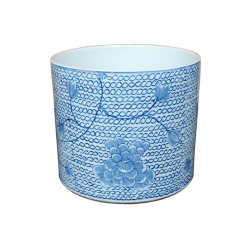 8" Floral Chain-Link Planter, Blue/White | One Kings Lane