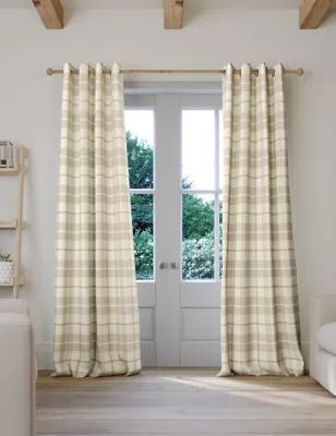 Brushed Woven Checked Eyelet Curtains | Marks and Spencer US