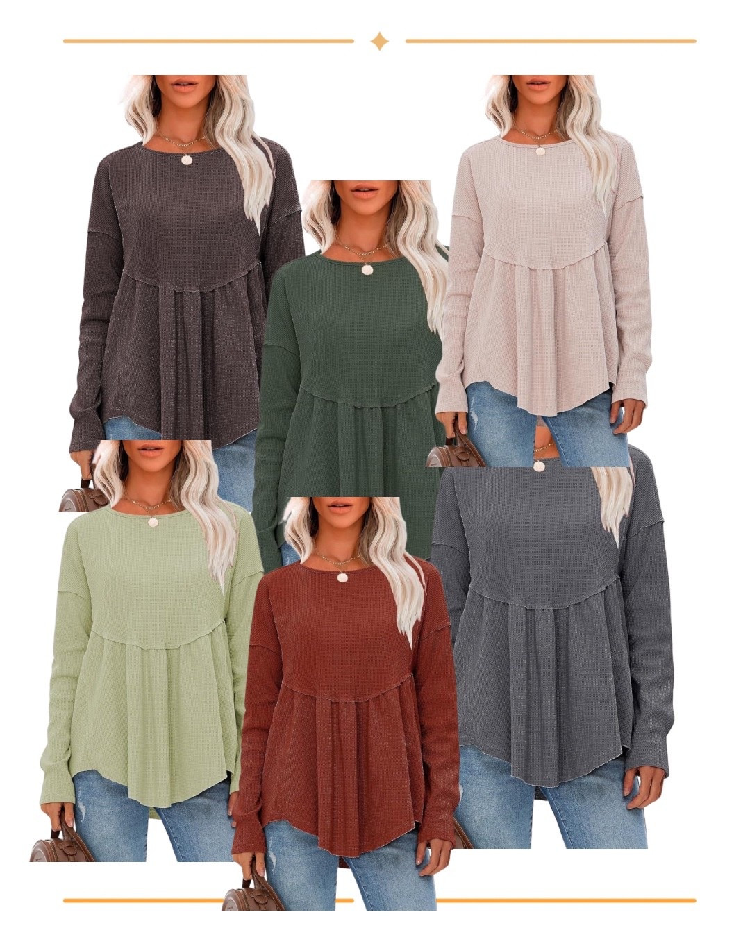 Look at this adorable fall top🍁I love the waffle material and the Peplin shape so flattering🍁



#LTKFindsUnder50 #LTKFindsUnder100 #LTKOver40