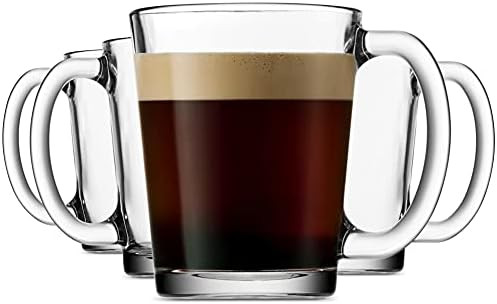 Godinger Coffee Mugs, Italian Made Glass Coffee Mug, Hot Beverage Tea Cups - 10oz., Set of 4 | Amazon (US)