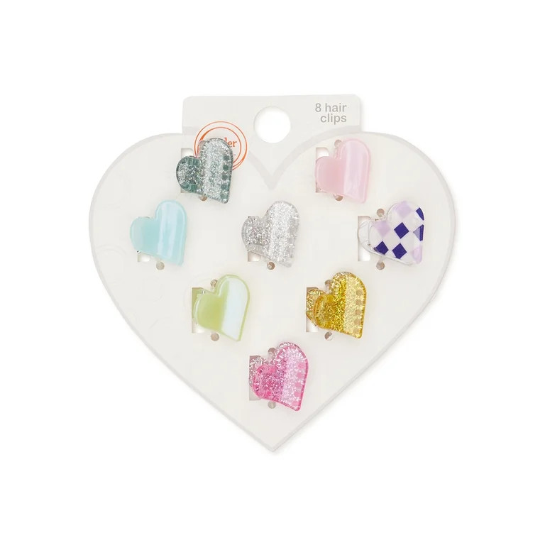 Wonder Nation Assorted Hearts Claw Clips Set, 8-Pack | Walmart (US)