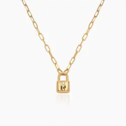 Initial Lock Necklace with Diamonds - Gold Vermeil | Oak & Luna (US)