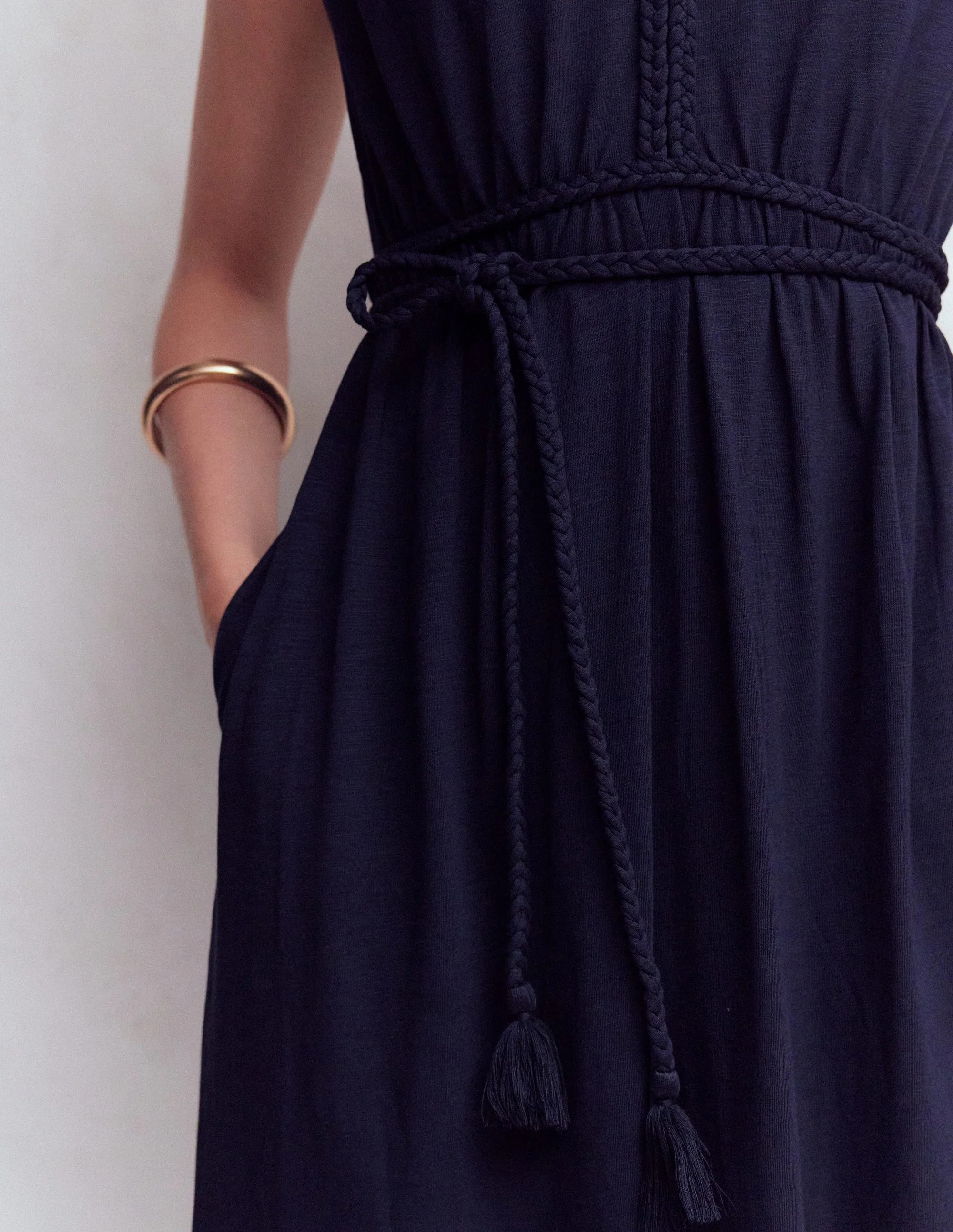 Heidi Ruched Rope Jersey Dress-Navy | Boden (US)