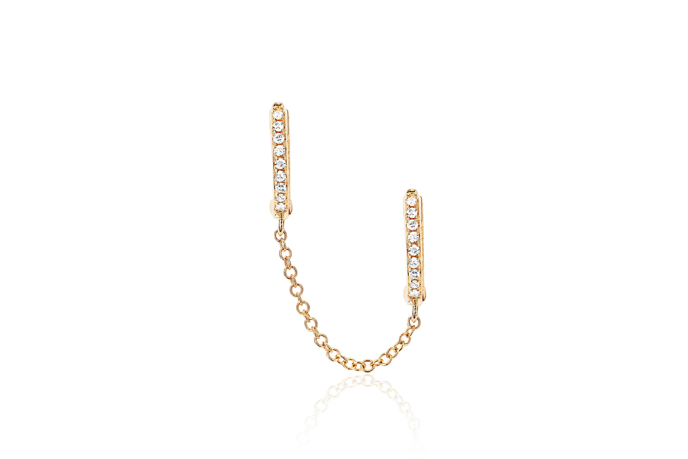 Diamond Double Huggie Chain Earring | EF Collection
