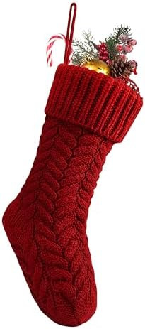 Fesciory 18 Inches Christmas Stockings Bulk, 1 Pack Large Size Cable Knitted Fireplace Hanging St... | Amazon (US)